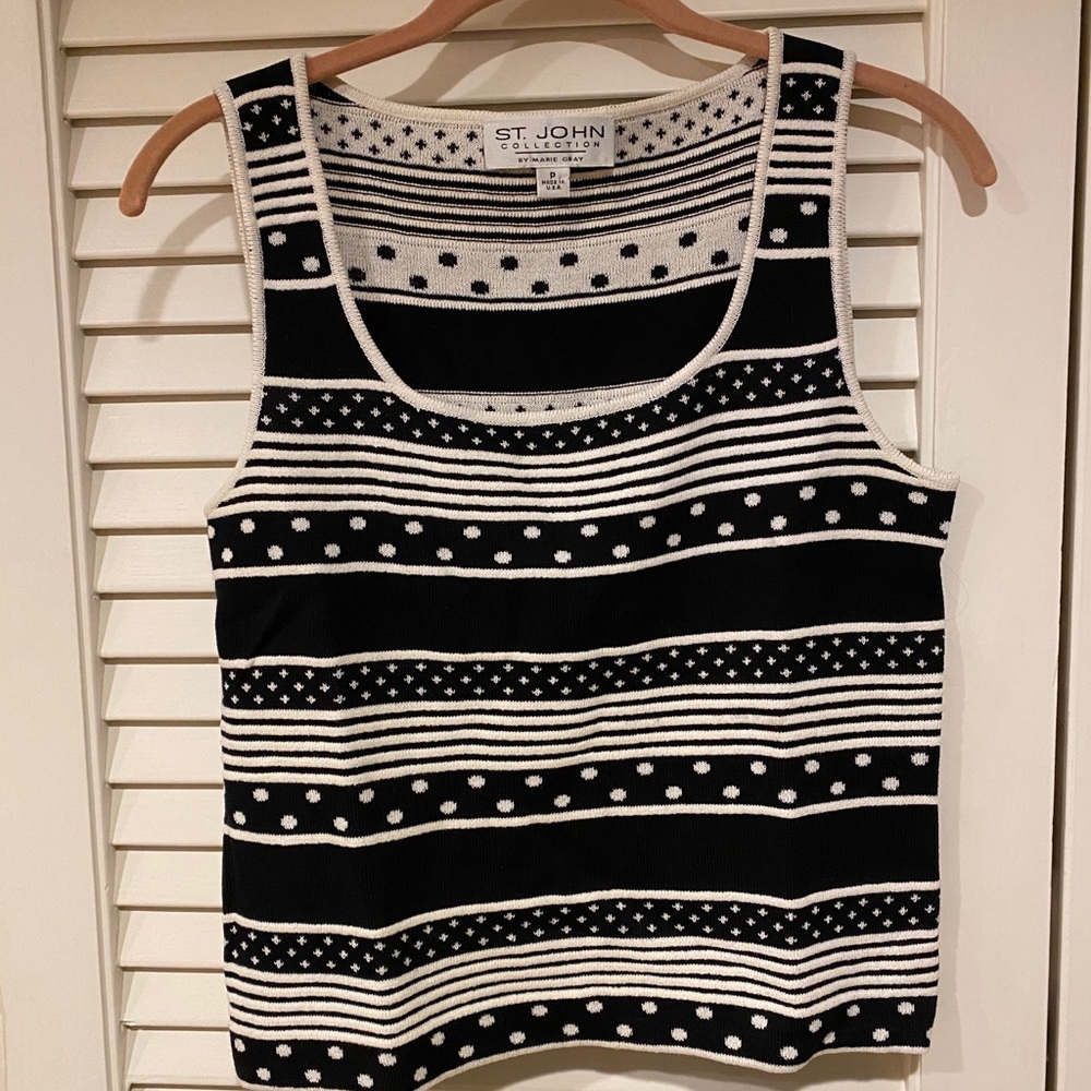 St John Collection black and white knit tank